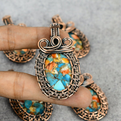 Orange Spiny Oyster Gemstone Pendant
