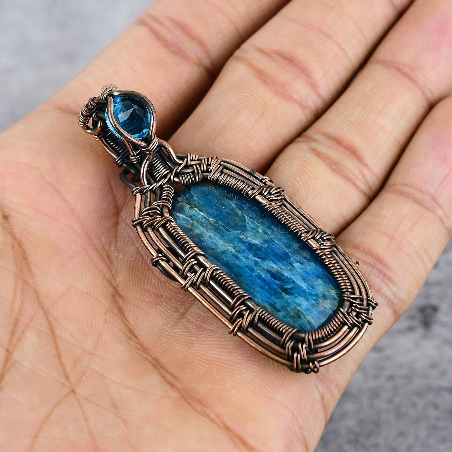Neon Blue Apatite Gemstone Pendant