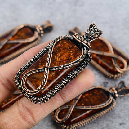 Golden Amber Gemstone Infinity Pendant