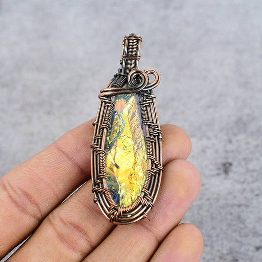 Peacock Aura Druzy Gemstone Pendant