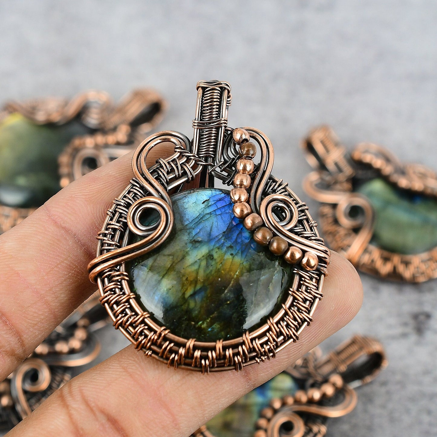 Copper Labradorite Gemstone Pendant