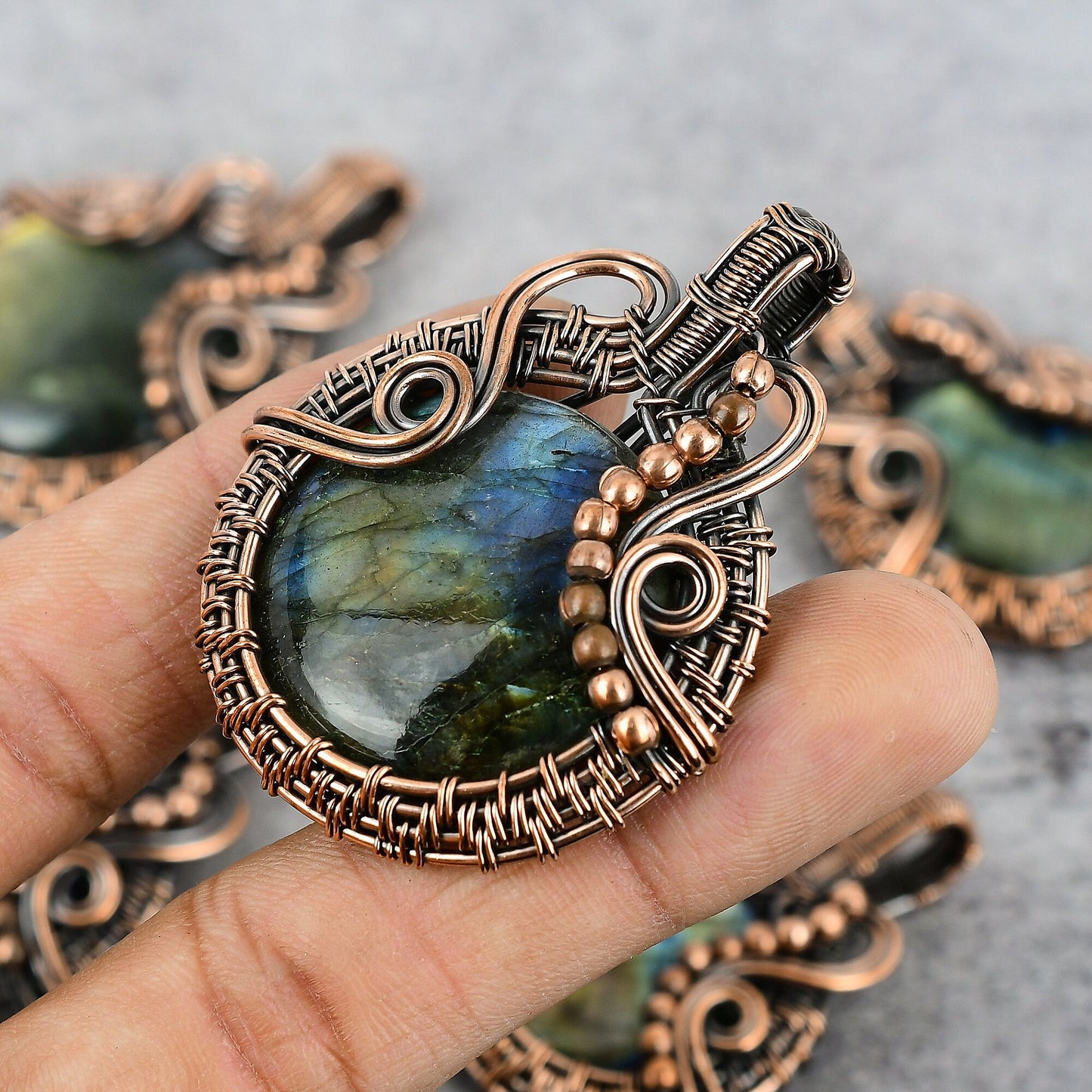 Copper Labradorite Gemstone Pendant