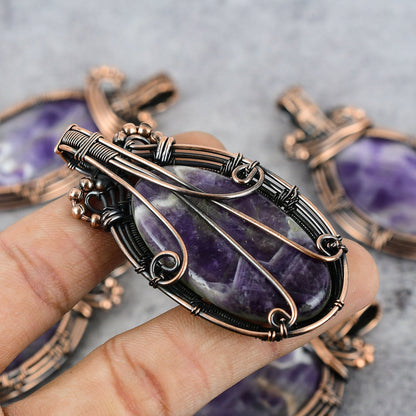 Purple Chevron Amethyst Gemstone Pendant