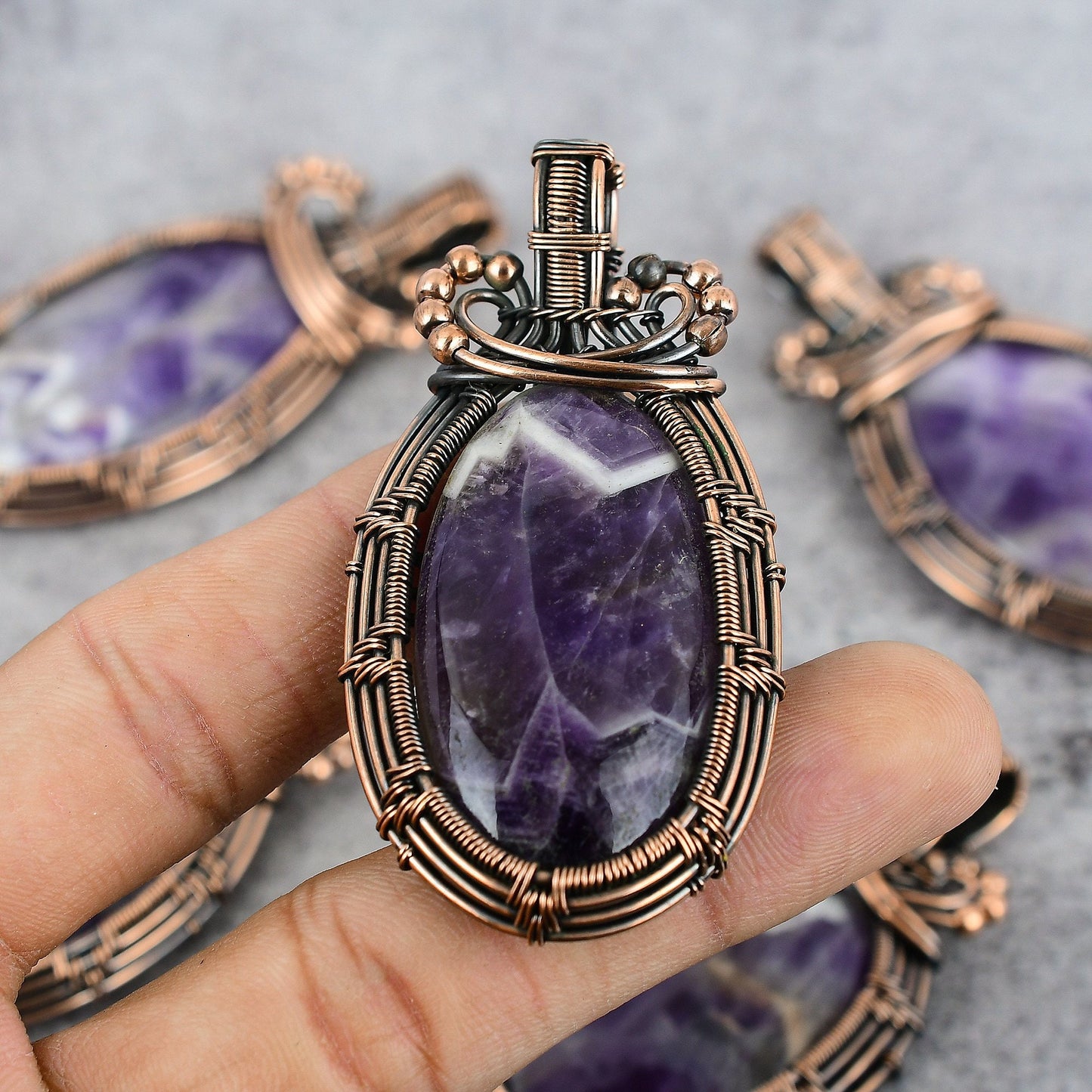 Purple Chevron Amethyst Gemstone Pendant