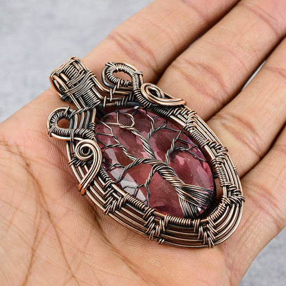 Pink Kunzite Gemstone Tree of Life Pendant