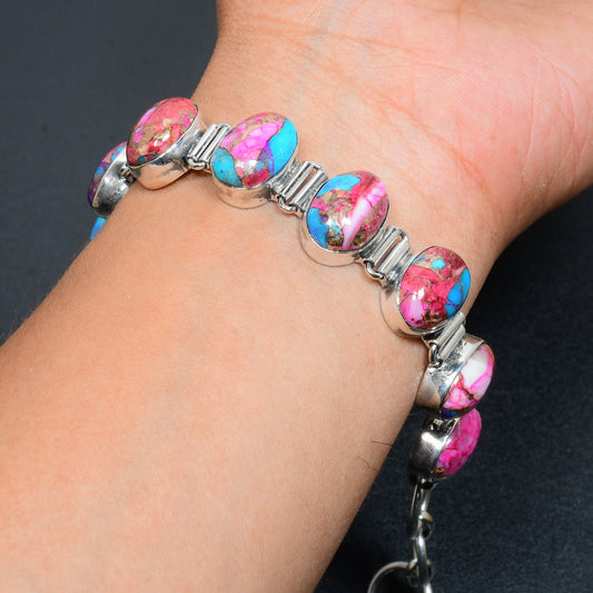 Pink Spiny Oyster Gemstone Bracelet