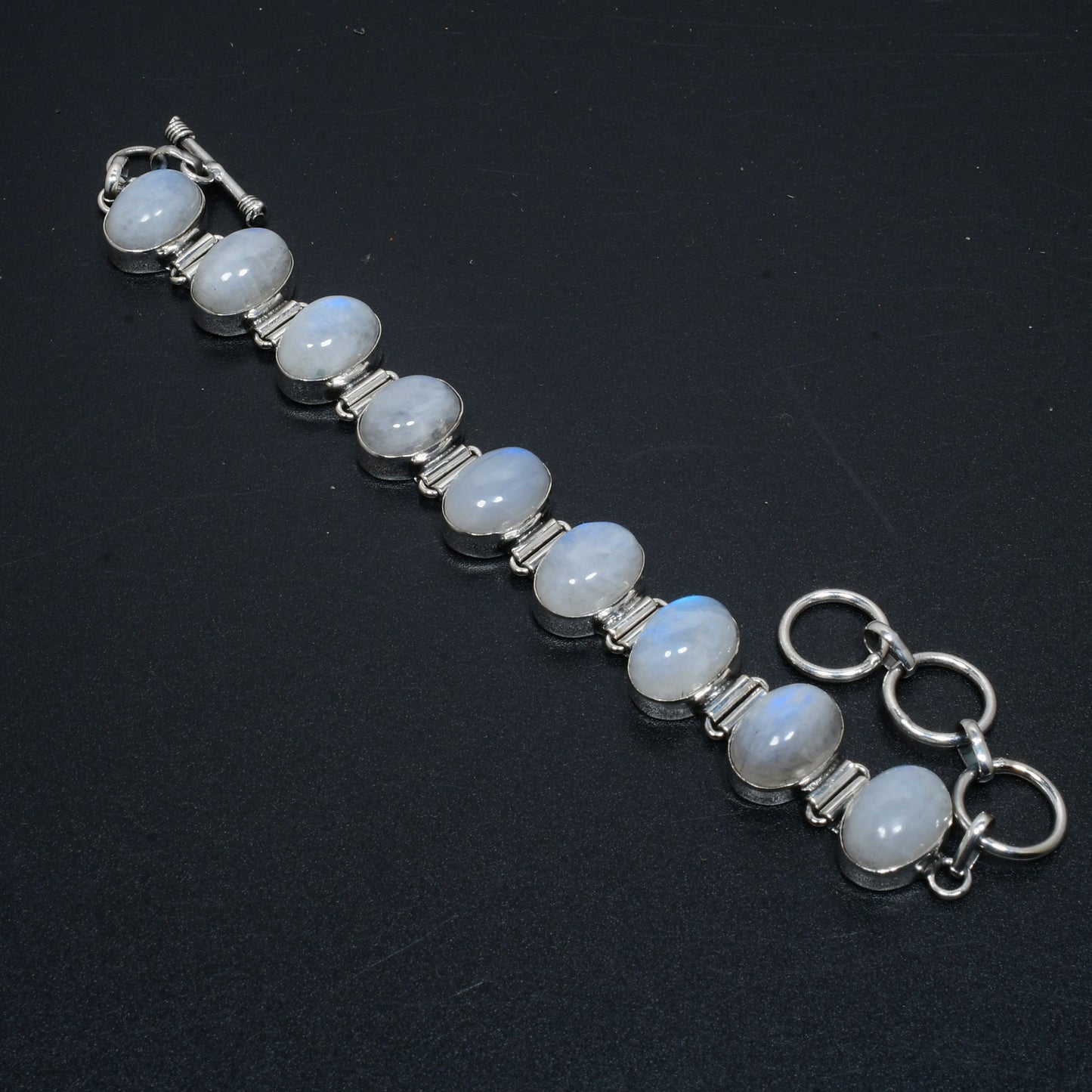 Rainbow Moonstone Sterling Silver Bracelet
