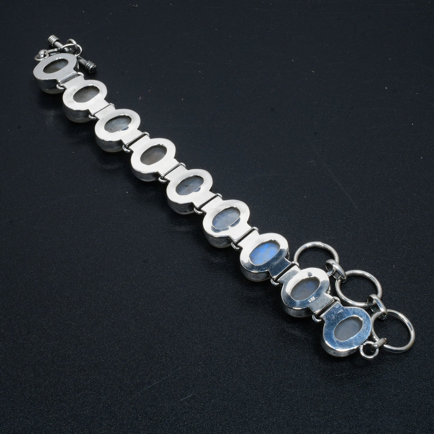 Rainbow Moonstone Sterling Silver Bracelet