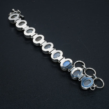 Rainbow Moonstone Sterling Silver Bracelet