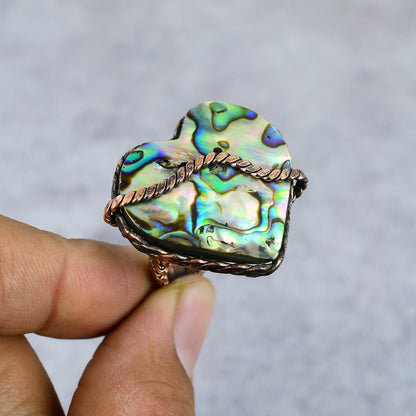 Blue-Green Abalone Gemstone Ring