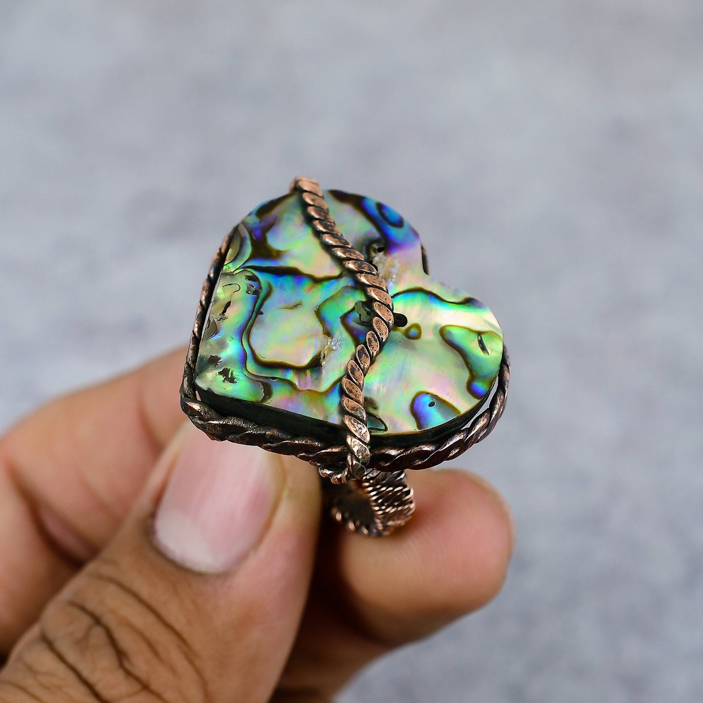 Blue-Green Abalone Gemstone Ring