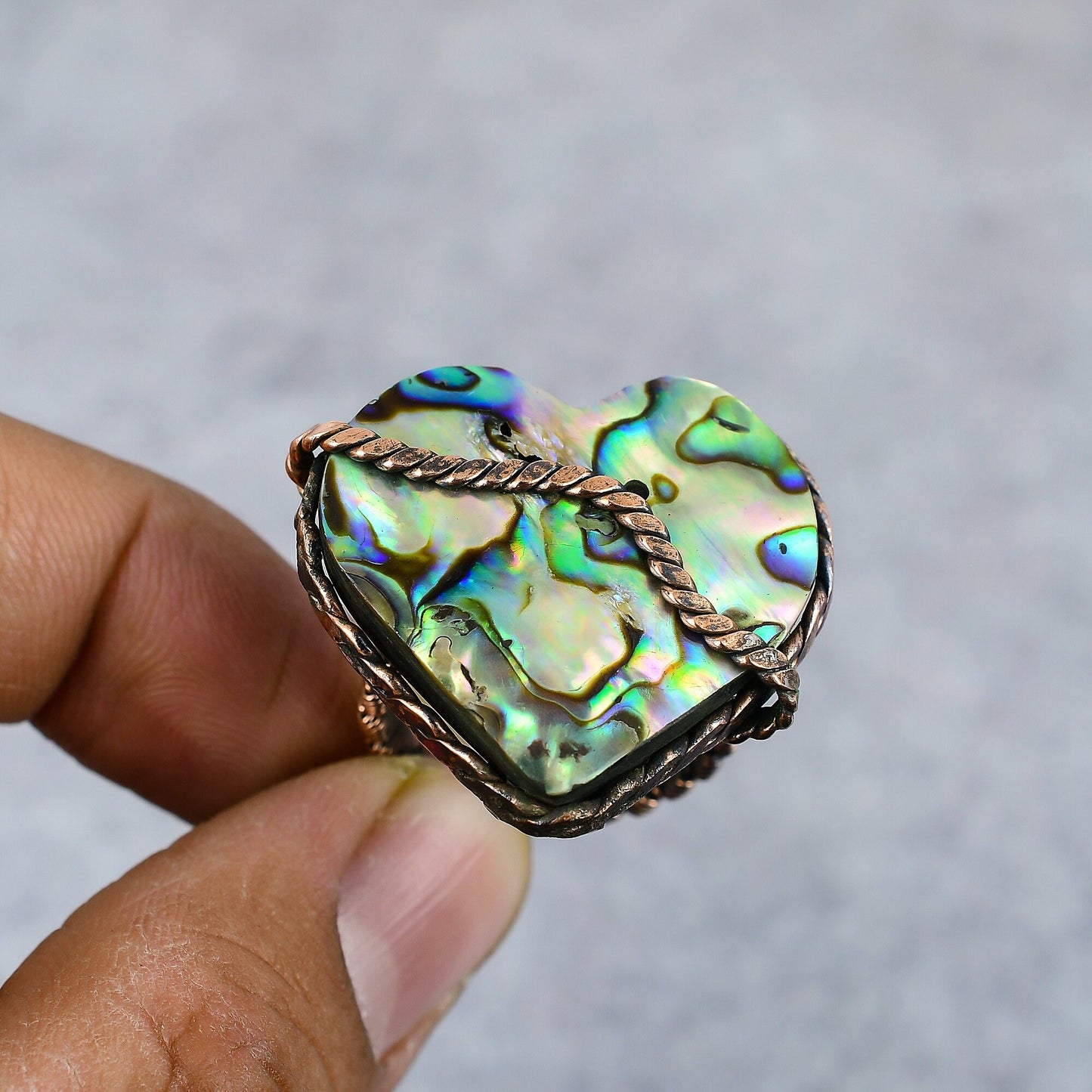 Blue-Green Abalone Gemstone Ring
