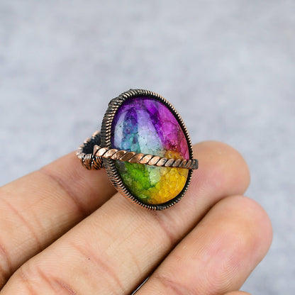 Rainbow Solar Quartz Gemstone Ring