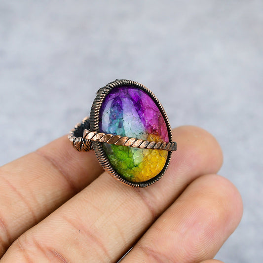 Rainbow Solar Quartz Gemstone Ring
