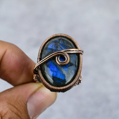 Copper Labradorite Gemstone Ring