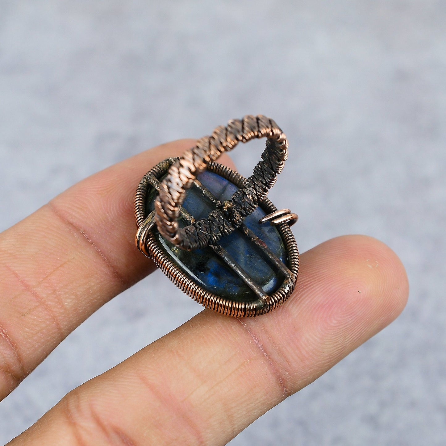 Copper Labradorite Gemstone Ring