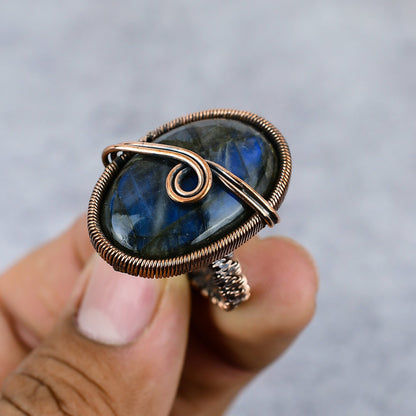 Copper Labradorite Gemstone Ring