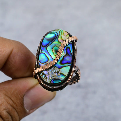 Copper Abalone Gemstone Ring