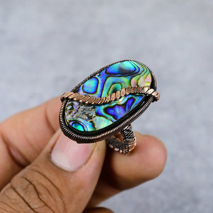 Copper Abalone Gemstone Ring