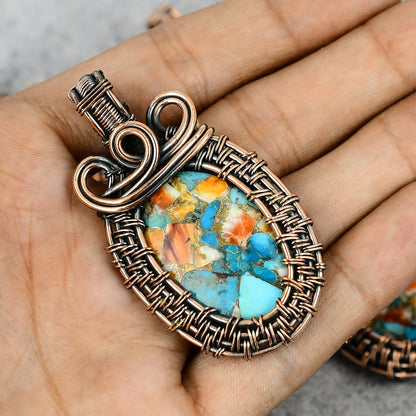 Orange Spiny Oyster Gemstone Pendant
