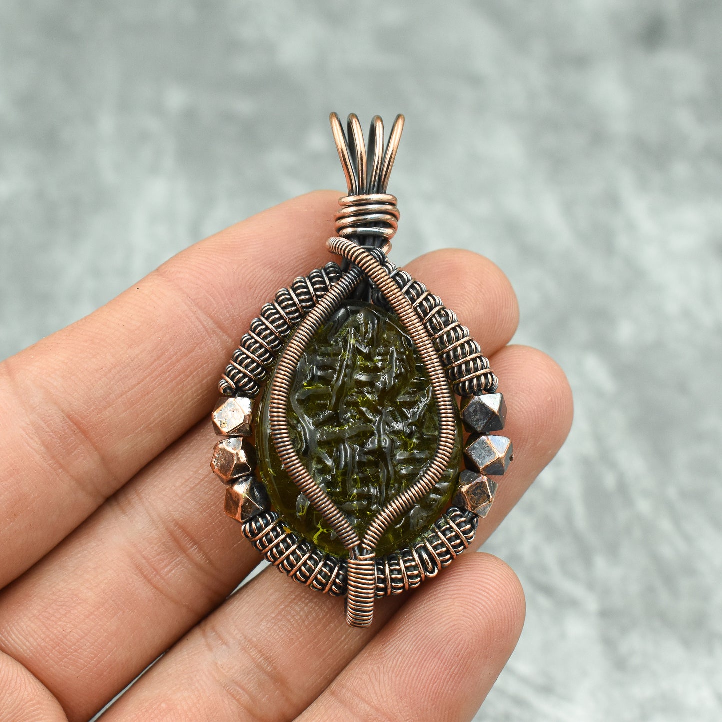 Green Moldavite Gemstone Pendant