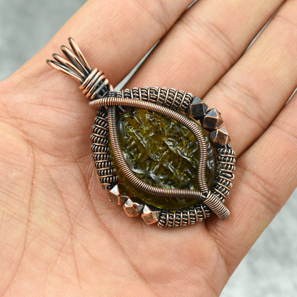 Green Moldavite Gemstone Pendant
