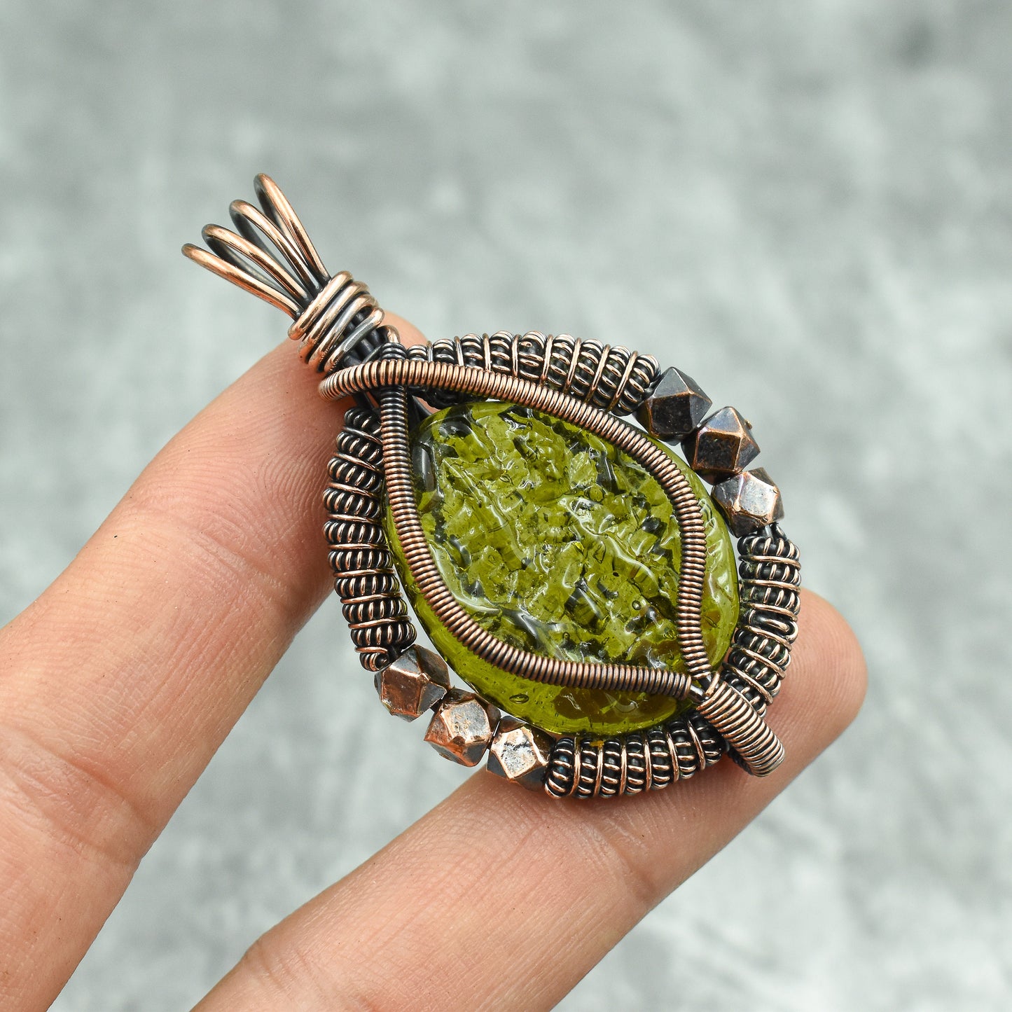 Green Moldavite Gemstone Pendant