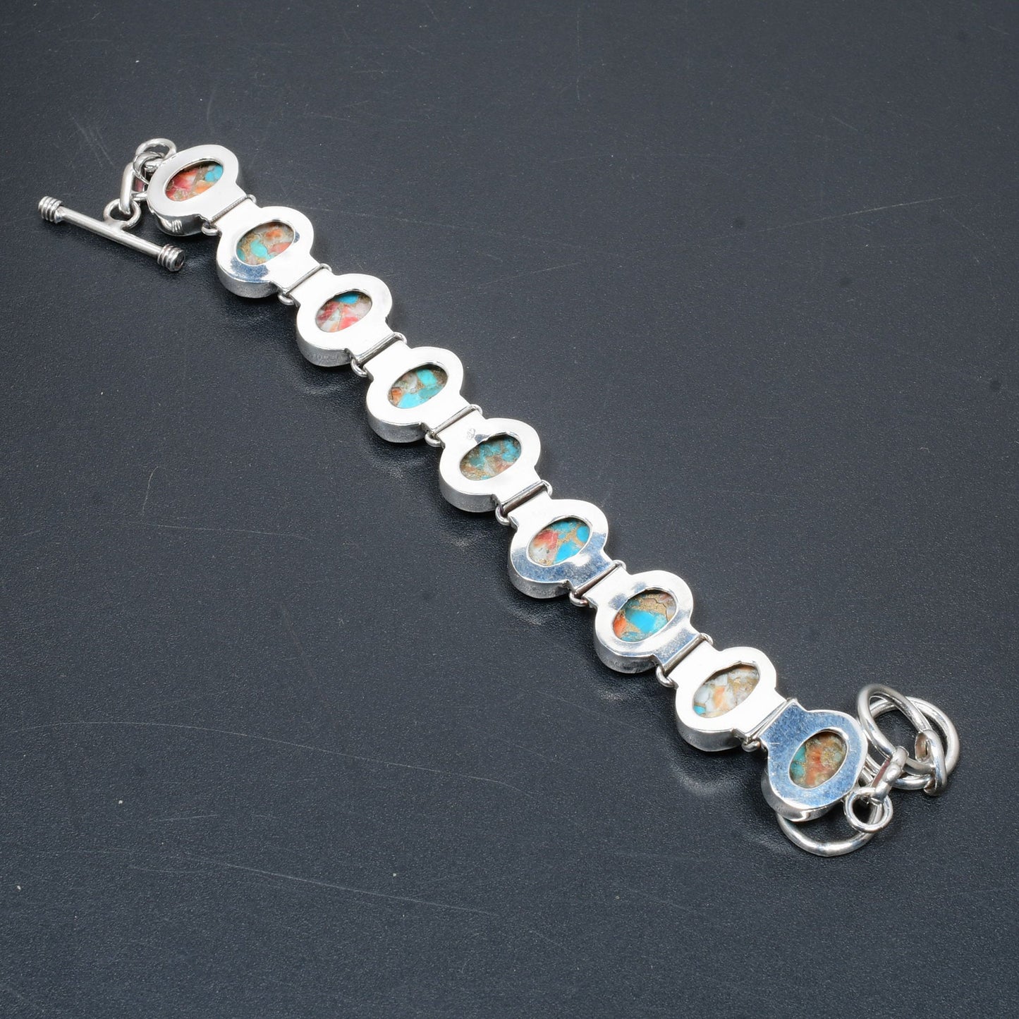 Orange Spiny Oyster Turquoise Gemstone Bracelet