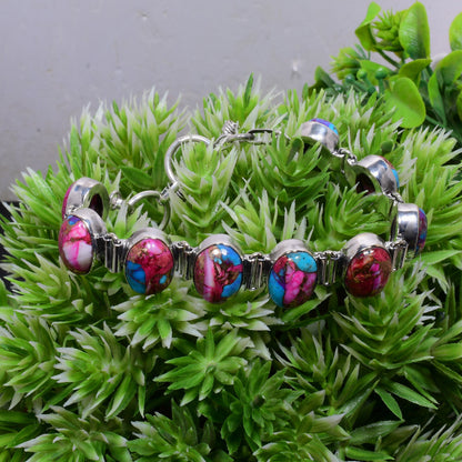 Pink Spiny Oyster Gemstone Bracelet