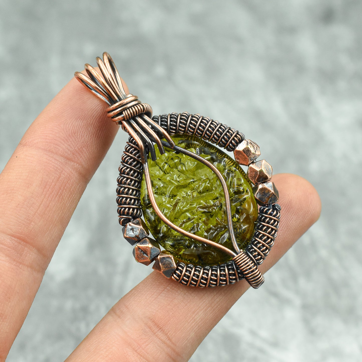 Green Moldavite Gemstone Pendant