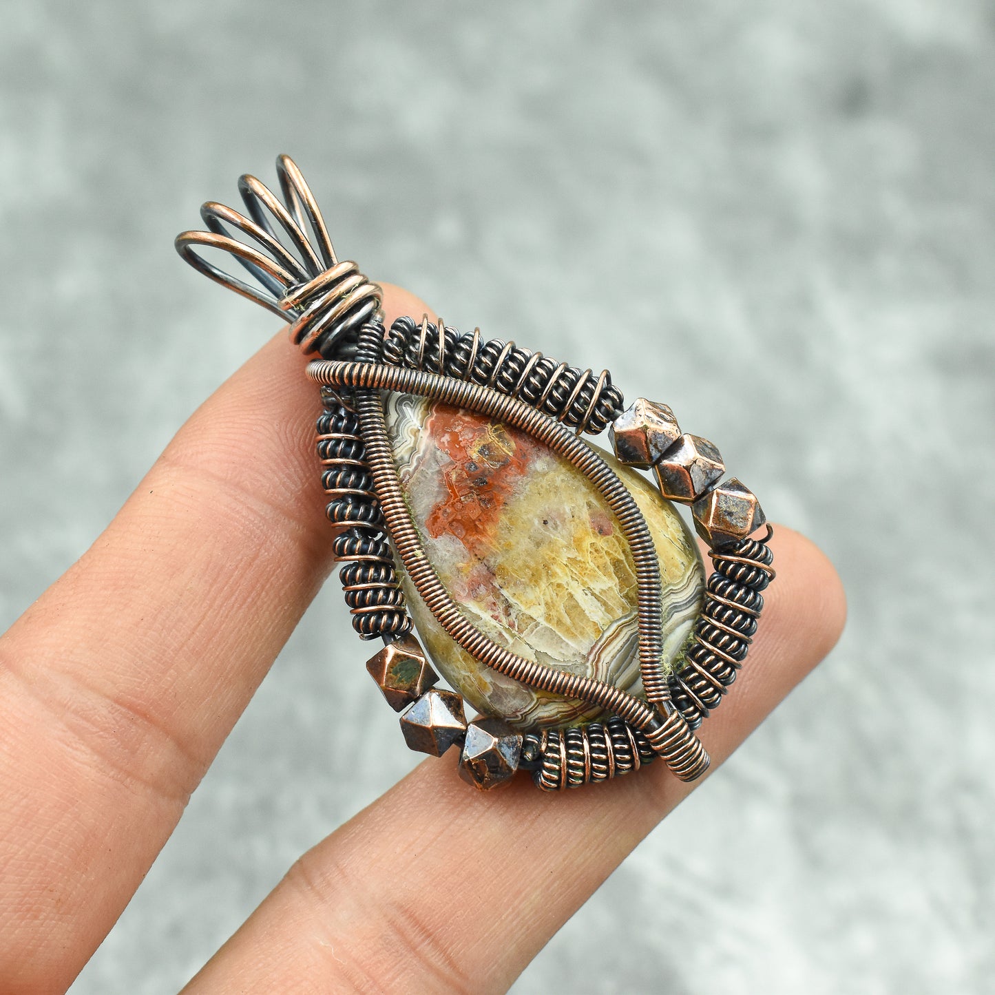Multicolor Crazy Lace Agate Gemstone Pendant