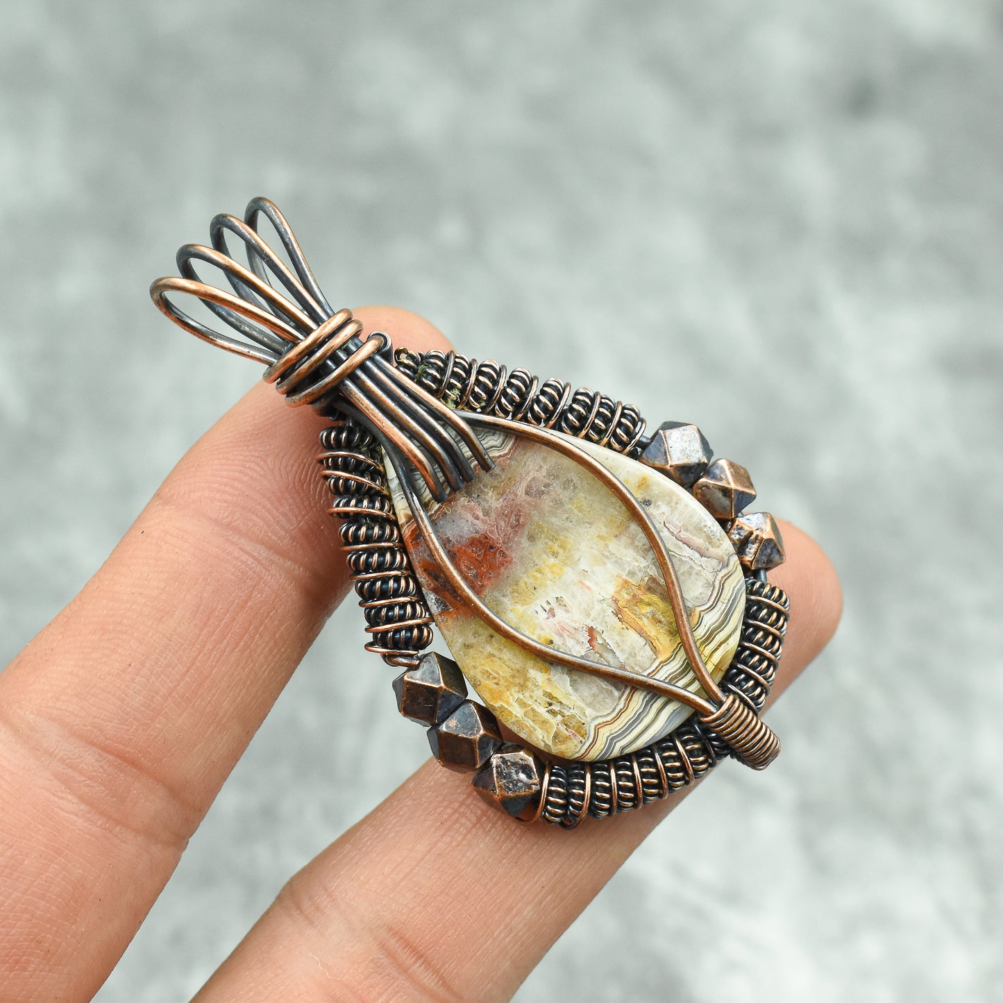 Multicolor Crazy Lace Agate Gemstone Pendant