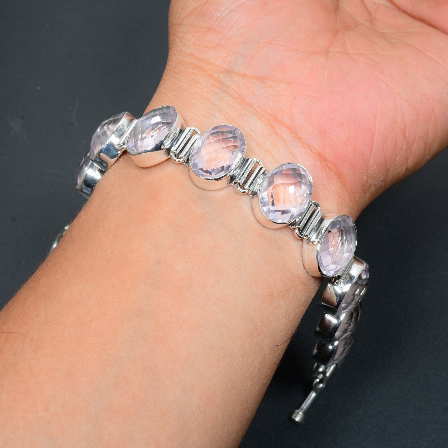 Pink Kunzite Sterling Silver Bracelet