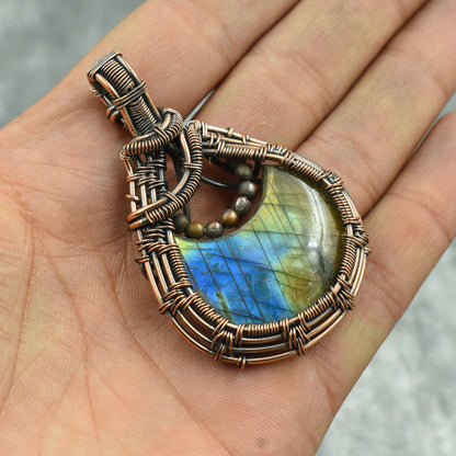 Copper Labradorite Gemstone Pendant