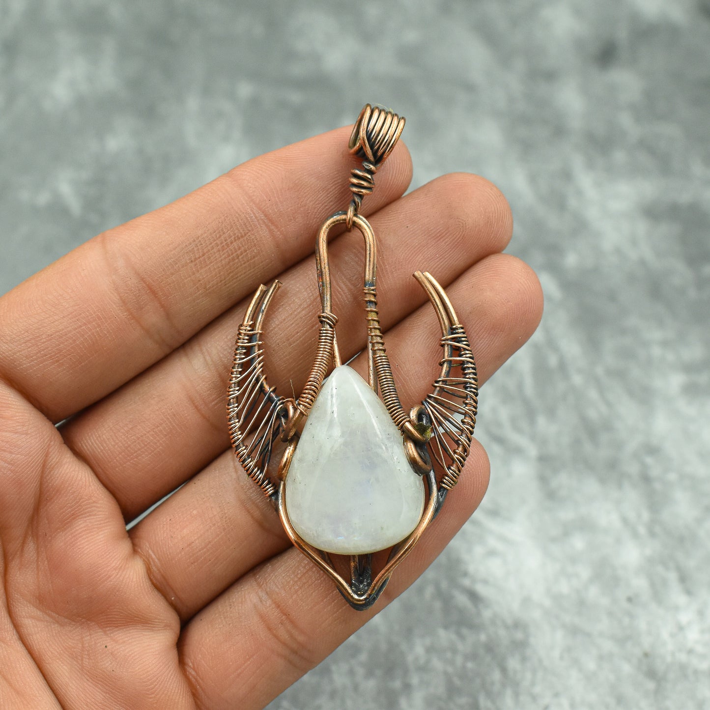 Rainbow Moonstone Gemstone Bull Face Pendant