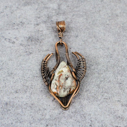 Multicolor Crazy Lace Agate Gemstone Copper Pendant