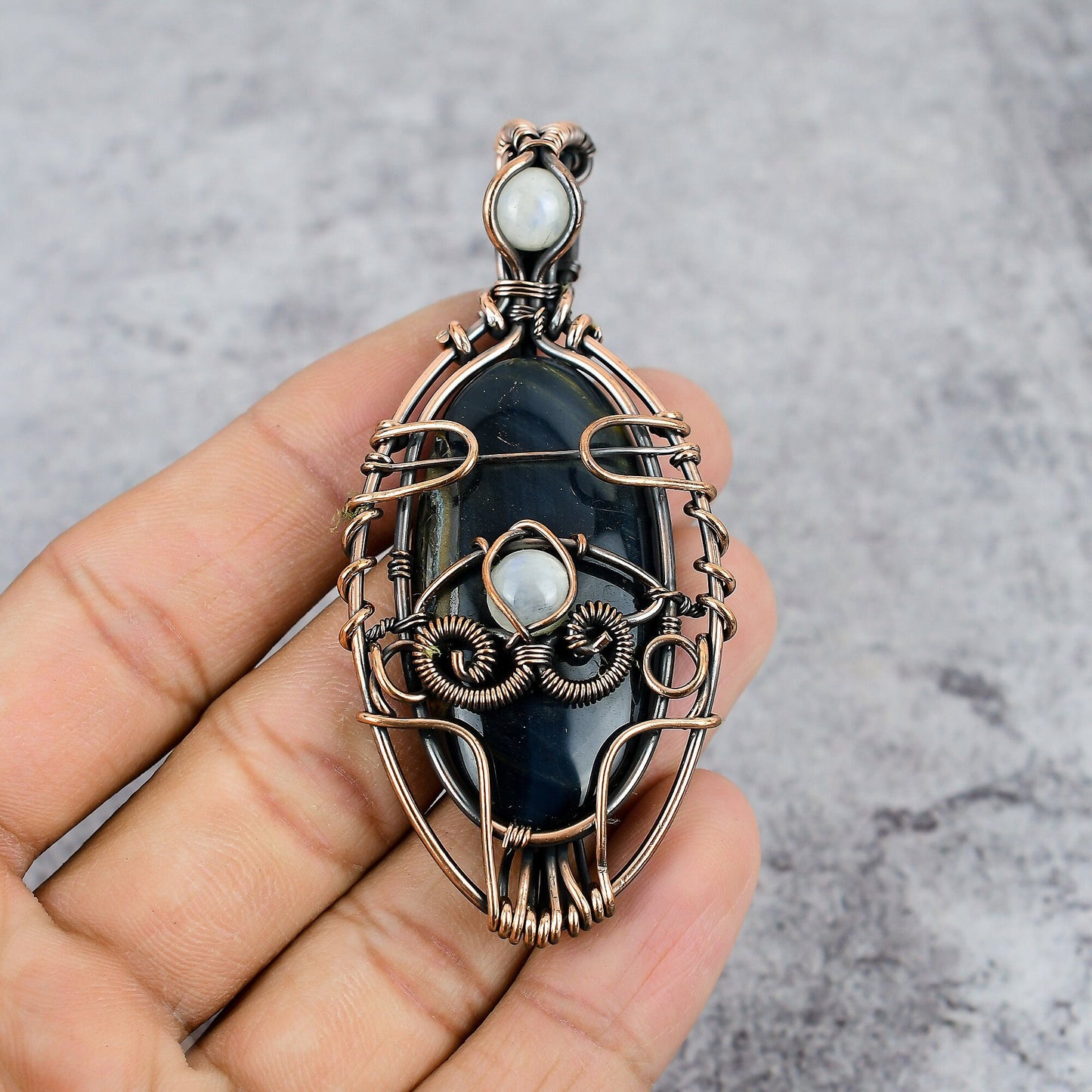Blue Tiger Eye Gemstone Pendant