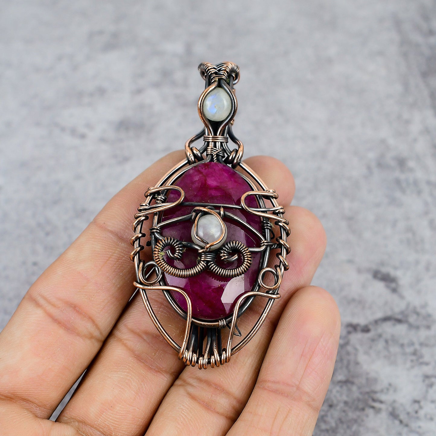 Red Ruby Gemstone Eye of Ra Pendant