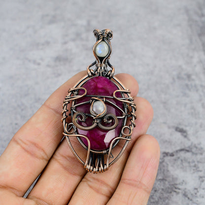 Red Ruby Gemstone Eye of Ra Pendant