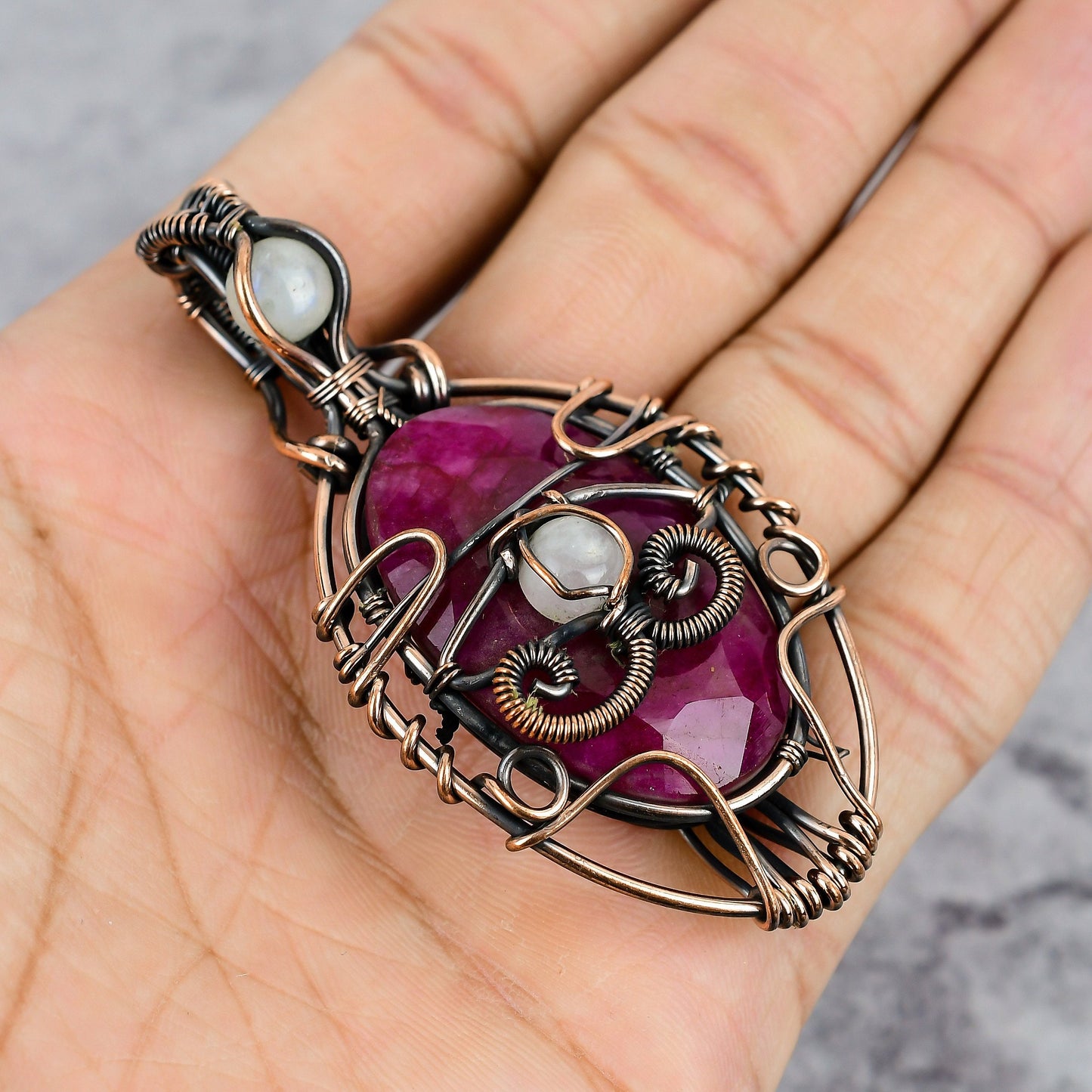 Red Ruby Gemstone Eye of Ra Pendant