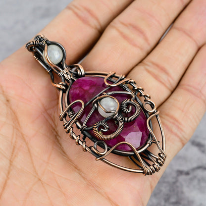 Red Ruby Gemstone Eye of Ra Pendant