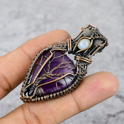Purple Amethyst & Moonstone Gemstone Pendant
