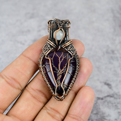 Purple Amethyst & Moonstone Gemstone Pendant