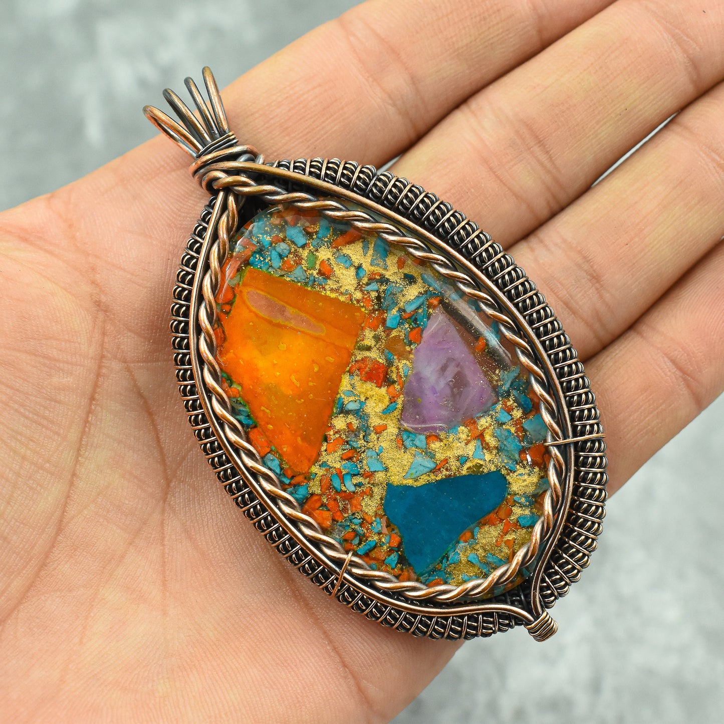 Turquoise Spiny Oyster Gemstone Pendant