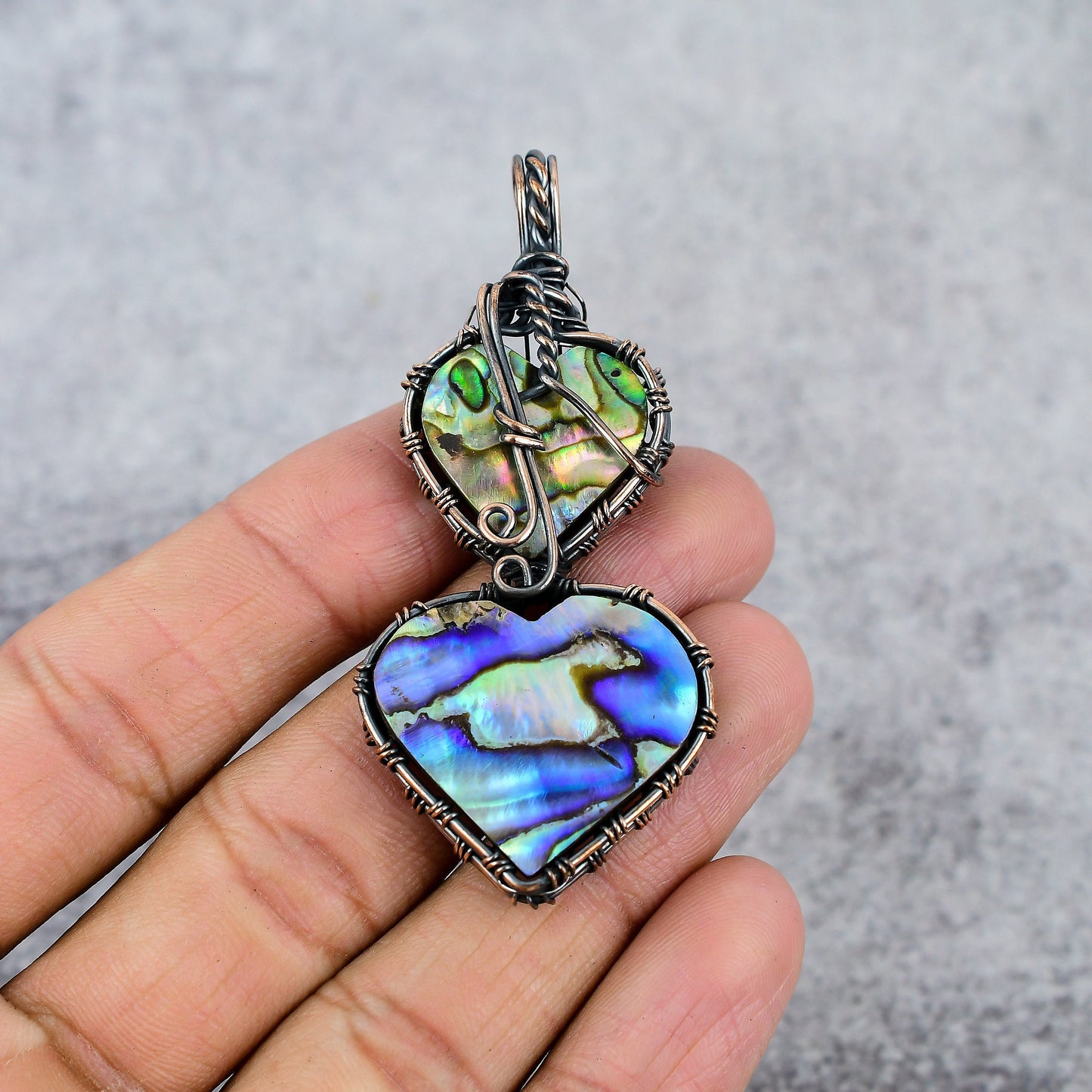 Copper Abalone Shell Gemstone Pendant