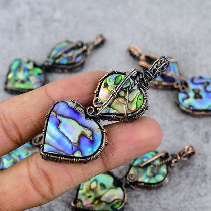 Copper Abalone Shell Gemstone Pendant