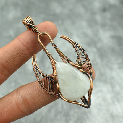 Rainbow Moonstone Gemstone Bull Face Pendant