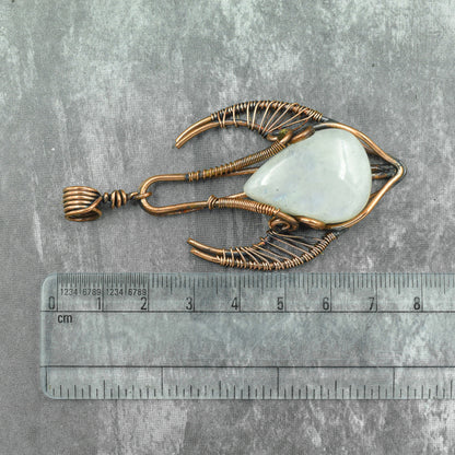 Rainbow Moonstone Gemstone Bull Face Pendant