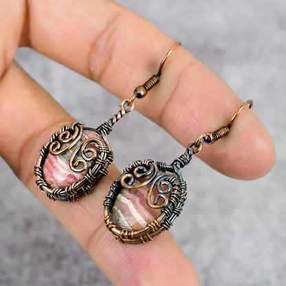 Pink Rhodochrosite Gemstone Earrings