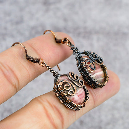 Pink Rhodochrosite Gemstone Earrings